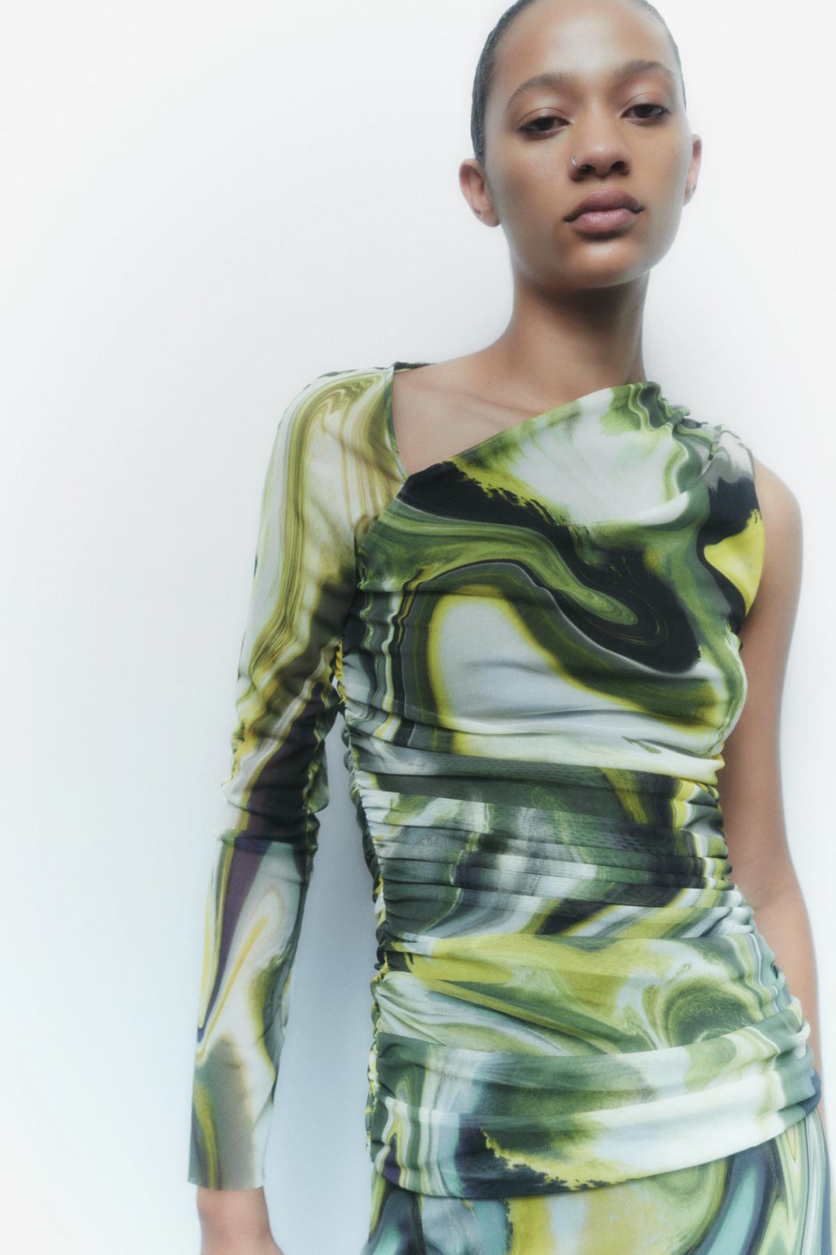 Jade Swirl off-shoulder top
