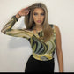 Jade Swirl off-shoulder top
