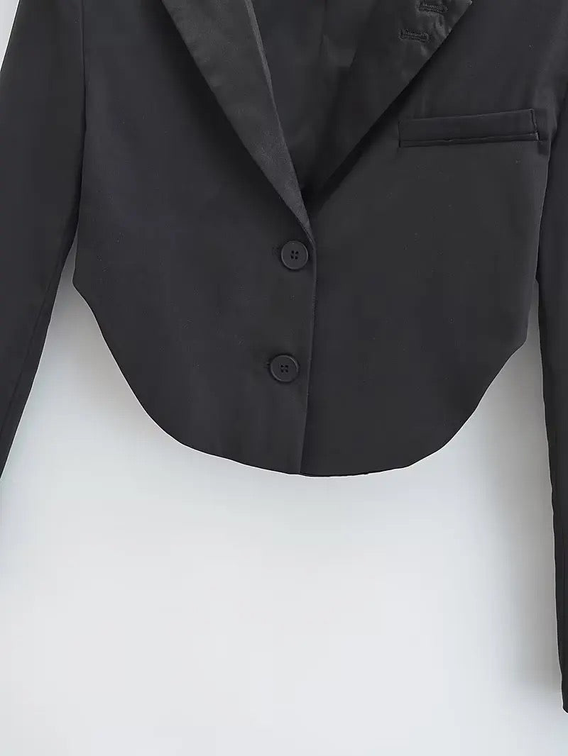 Single breasted crop-top blazer